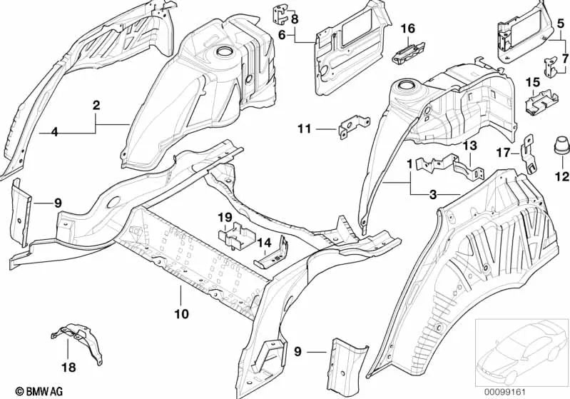 Linke Außenschalldämpferunterstützung für BMW 5 E39 -Serie (OEM 41112498325). Original BMW