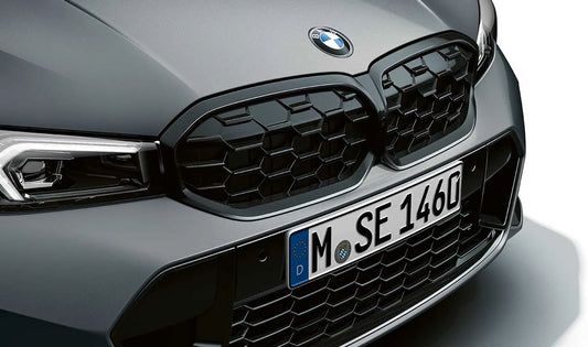 Front grille in gloss black for BMW 3 Series G20N, G21N (OEM 51115A1BFB2). Original BMW