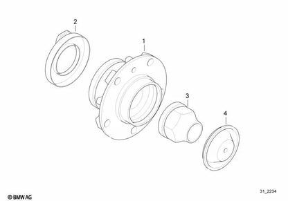 Cubos de rueda con rodamiento delantero para BMW Serie 7 E38 (OEM 31221092519). Original BMW