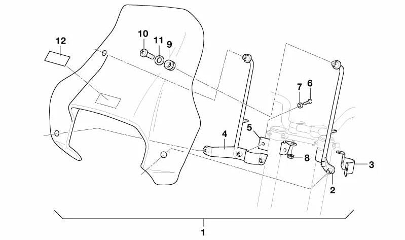 Left bracket OEM 46632316263 for BMW. Fits models F650, F650CS, R1100R, R1150R and others. Original Motorrad.