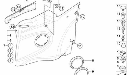 Soporte derivabrisas Panther Black OEM 51436960173 para MINI Cabrio R52 Cooper, One, Cooper S… y más. Original MINI.