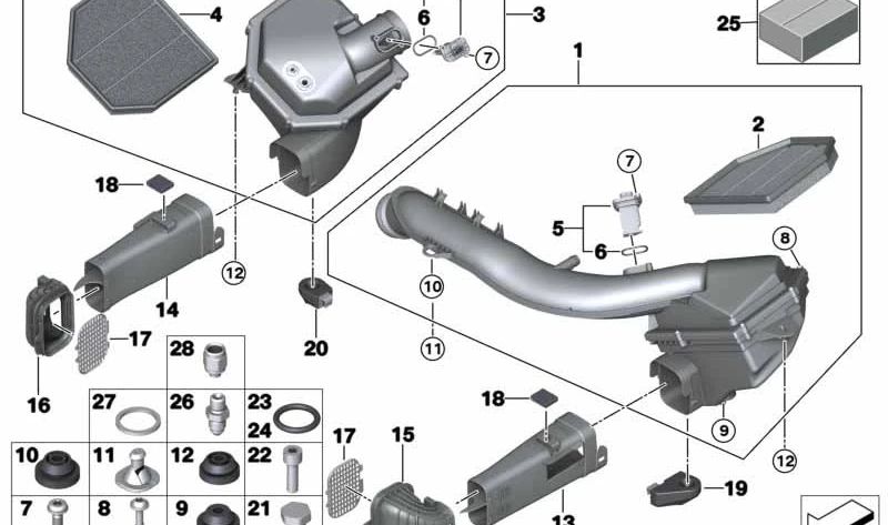 Rejilla de admisión de aire OEM 13718507321 para BMW F20, F21, F22, F23, F87, F30, F31, F34, F80, F32, F33, F36, F82, F83. Pieza original BMW.