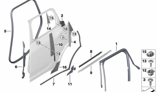 Lámina de protección contra gravilla puerta trasera derecha OEM 51137467198 para MINI Countryman F60, F60 LCI. Original MINI.
