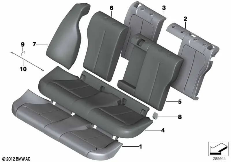 Coperchio di sedile in pelle per BMW 3 F30 Series, F31 (OEM 52207309773). BMW originale