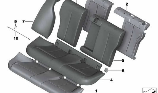 Funda de asiento trasero tela antracita/rojo OEM 52207309736 para BMW F30, F31 (316d). Original BMW.