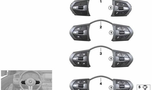 Botón multifunción para volante M-Sport OEM 61317847654 para BMW Serie 1 F20, F21 | Serie 2 F22, F23 | Serie 3 F30, F31, F34 | Serie 4 F32, F33, F36. Original BMW.