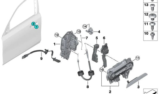 Trava do sistema esquerdo para BMW Série 1 F70, Série 2 U06, Série 5 G60, G61, G90, X1 U11, X2 U10, X3 G45, MINI U25 (OEM 51215A160B5). BMW original