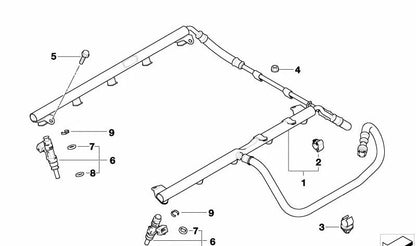 OEM fuel injector tube 13537834120 for BMW E60, E61, E63, E64. Original BMW.