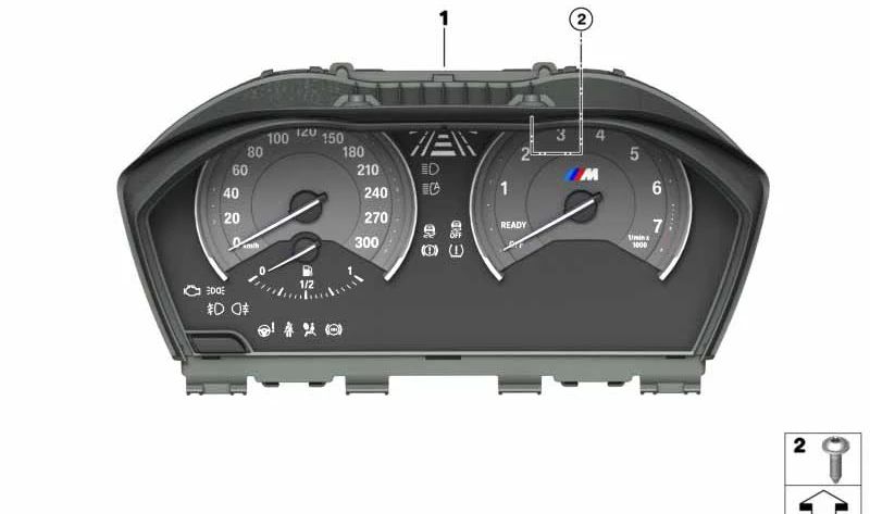 Cuadro de instrumentos OEM 62107885602 para BMW F87 (M2). Repuesto original BMW. Indica velocidad en KM/H. No apto para instalación por particulares.