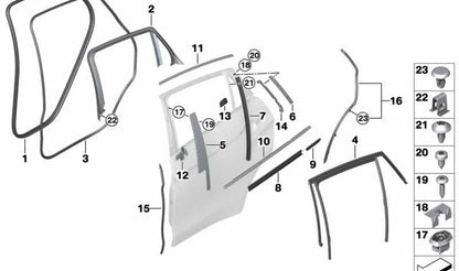 Rechte untere B-Pilar-Versiegelung für BMW X6 F16, F86 (OEM 51767324752). Original BMW