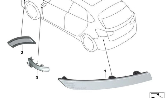 Reflector trasero izquierdo OEM 63147850601 para BMW Serie 2 Active Tourer (F45), Serie 2 Gran Tourer (F46). Original BMW.