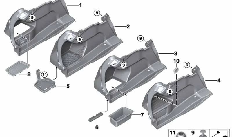 Embellecedor izquierdo maletero OEM 51477284149 para BMW F32, F32N, F82, F82N. Pieza original BMW.