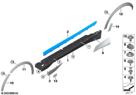 Tampa de impressão direita para BMW i01, i01n (OEM 51447369840). BMW original