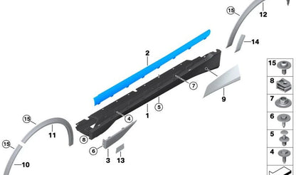 Moldura umbral derecha OEM 51757255134 para BMW i3 I01. Original BMW.