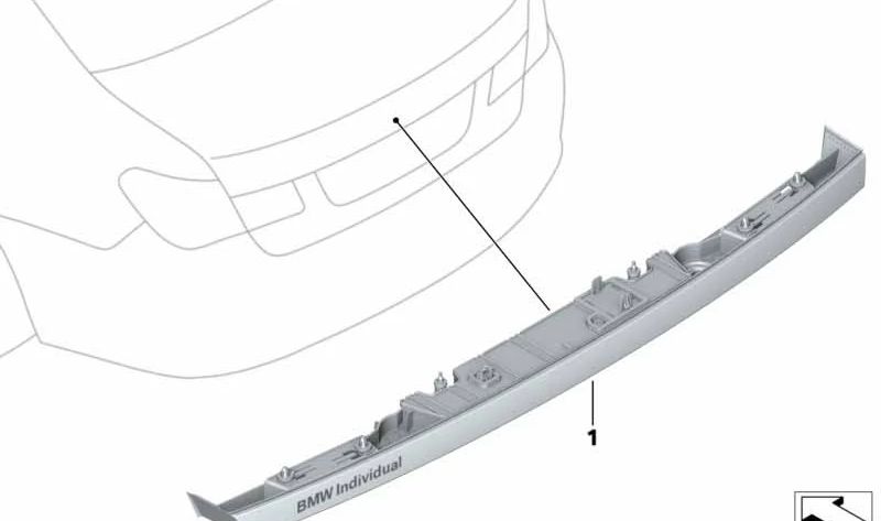 Trunk Molding OEM 51137979826 for BMW 7 Series F01, F02, F04. Original BMW.