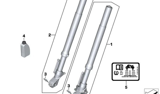 Rama de horquilla izquierda OEM 31428562020 para motos BMW G 310 GS (2016-2025). Original BMW Motorrad.