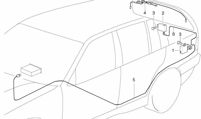 Cable de antena OEM 65268361418 para BMW E36 (Serie 3). Longitud 5160MM. Original BMW.