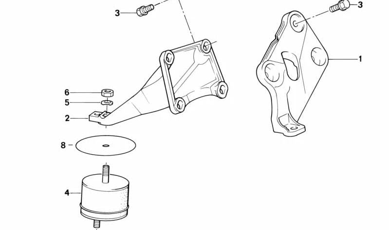 Soporte derecho para BMW Serie 5 E34 (OEM 11811136614). Original BMW