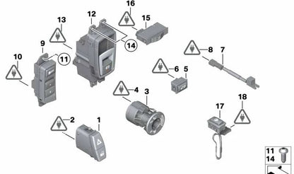 Botón calefacción del volante OEM 61319143639 para BMW E81, E82, E87, E88, E90, E91, E92, E93, E84, E89. Original BMW.