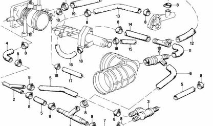 Manguito de admisión OEM 11611284660 para BMW E30, E28. Original BMW.