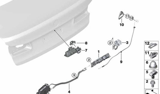 Trunk release emergency cable OEM 51247366400 for BMW F90, G30. Original BMW.