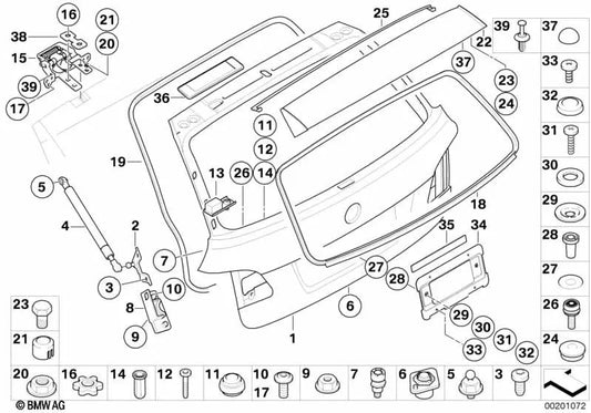 Linksgasdämpferunterstützung für BMW E61, E61N (OEM 51247071595). Original BMW.