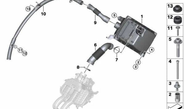 Amortiguador de Ruido de Admisión para BMW I01, I01N (OEM 13717642403). Original BMW