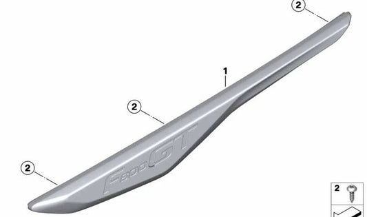 Inscripción izquierda OEM 46638560431 para BMW Motorrad F800S, F800ST, F800GT. Original BMW Motorrad.