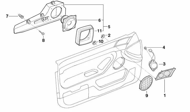 Altavoz OEM 65138371237 para puerta delantera izquierda BMW E38. Original BMW.