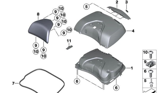 Carcasa exterior tapa de la Topcase RACING-BLUE OEM 46541542161 para BMW R 1250 RT, R 1200 RT. Original BMW Motorrad.