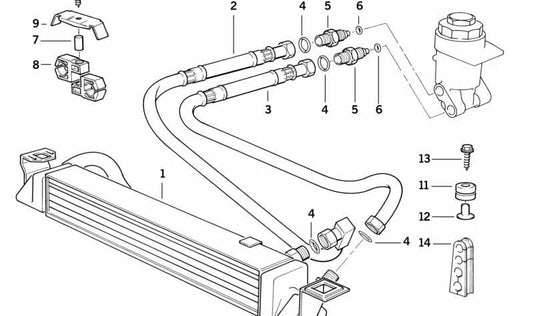 Enfriador de aceite OEM 17218854475 para BMW E30, E24, E31. Repuesto original BMW.