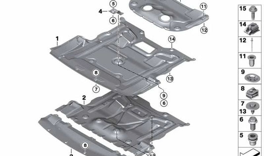Protecteur de moteur inférieur OEM 51758050702 pour BMW F07, F10, F11. BMW d'origine.
