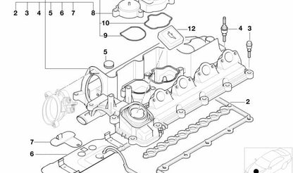 Tapa de culata (Verschlussdeckel) OEM 11122248580 para BMW E87, E46, E90, E91, E92, E93, E39, E60, E61, E38, E65, E66, E83, E53, E70, E71. Original BMW.