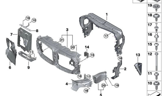 Front right radiator air guide for BMW F95, F96 (OEM 51748070238). Original BMW