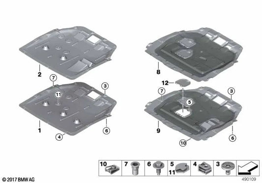 Engine compartment protector for BMW F45, F46, F48, F39 (OEM 51757357972). Original BMW.
