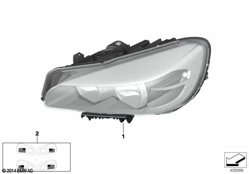 Right LED headlight for BMW 2 Series F45, F46 (OEM 63117391402). Original BMW.