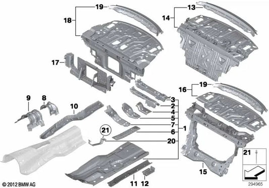 Links hintere Sitzkonsole für BMW 5 F10N -Serie, F11N, F18N (OEM 41117355977). Original BMW.