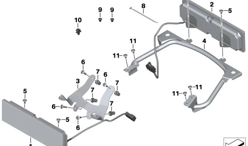 Emergency and antenna support OEM 63208544623 for BMW Motorrad K48 (K1600gt, K1600gtl, K1600B, K1600 Grand America). Original BMW Motorrad.
