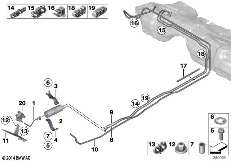 Spacer for BMW E81, E82, E87, E88, E90, E91, E92, E93, F30, F35, E84 (OEM 16126768380). Genuine BMW