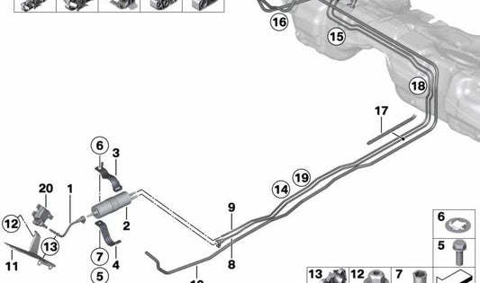 Tubería aire de purga OEM 16127244795 para BMW F30, F31, F80, F32, F33, F36, F82, F83. Original BMW.