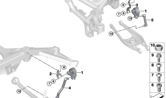 Soporte sensor de nivel OEM 37148091437 para BMW G80 M3 CS, M3 Competition xDrive, G81 M3 Touring. Original BMW.