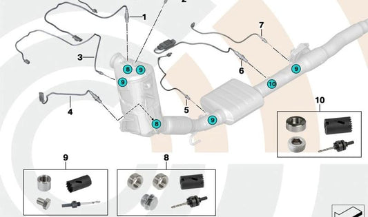 Palpador de temperatura de gases de escape OEM 13628595468 para MINI F56, F55, F57... y más. Original MINI.