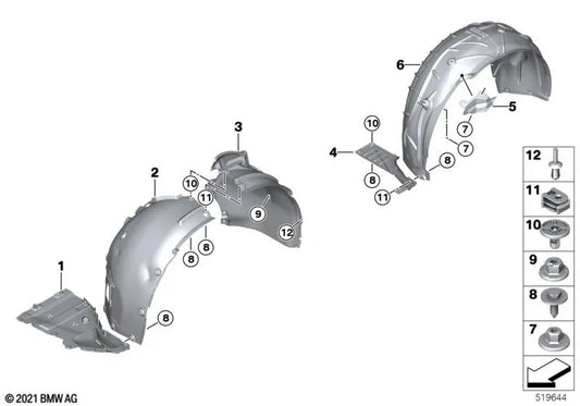 Wheel arch cover front rear left for BMW I20 (OEM 51717932067). Original BMW.