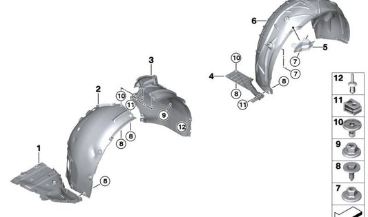Rear left wheel arch cover for BMW I20 (OEM 51717932073). Original BMW.