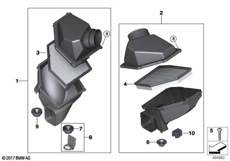 Intake Noise Silencer for BMW 5 Series F90, F90N, 8 Series F91, F92, F93 (OEM 13717852379). Original BMW