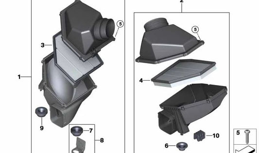 Silenciador de admisión OEM 13717856921 para BMW F90, F90N, F91, F92, F93. Reduce el ruido del aire al entrar al motor. Pieza original BMW.