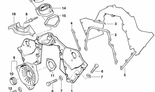 Upper chain cover cover for BMW E32, E38, E31 (OEM 11141725802). Genuine BMW