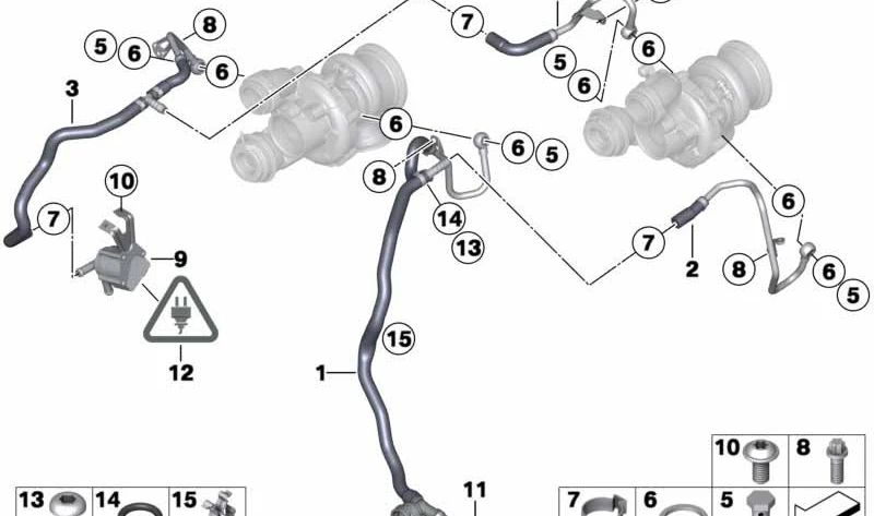 Additional coolant pump for BMW F06, F06N, F01, F01N, F02, F02N (OEM 11517631545). Genuine BMW.