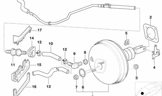 Tube à vide OEM 34321165501 pour BMW 7 E38 740D (1999-2001). Compatible avec le système de freinage. BMW d'origine.