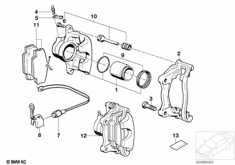 Kit de reparo de pastilhas de freio sem amianto para BMW Série 3 E30 (OEM 34111161347). BMW originais.